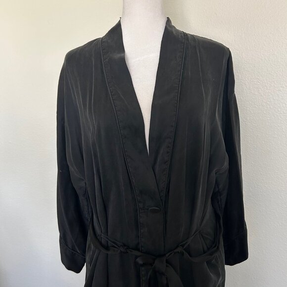 Victoria's Secret Other - Vtg 90s Victoria’s Secret Black Silk Kimono Robe Belted One Size Y2K Lingerie